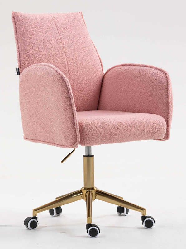 HR280K Scaun Roz Pudra Boucle cu Bază Aurie