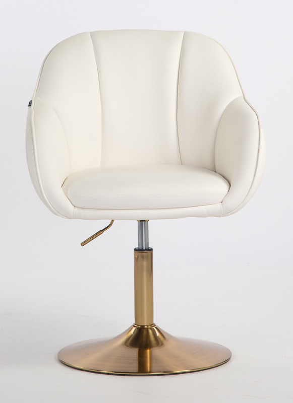 HR2055N Scaun Alb din Piele Ecologica cu Bază Aurie