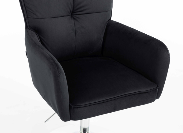 HR250N Scaun Catifea Neagră Bază Cromata