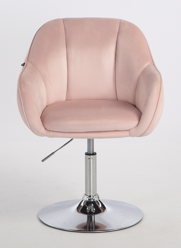 HR12055N Scaun Roz Pudra din Catifea cu Bază Cromata