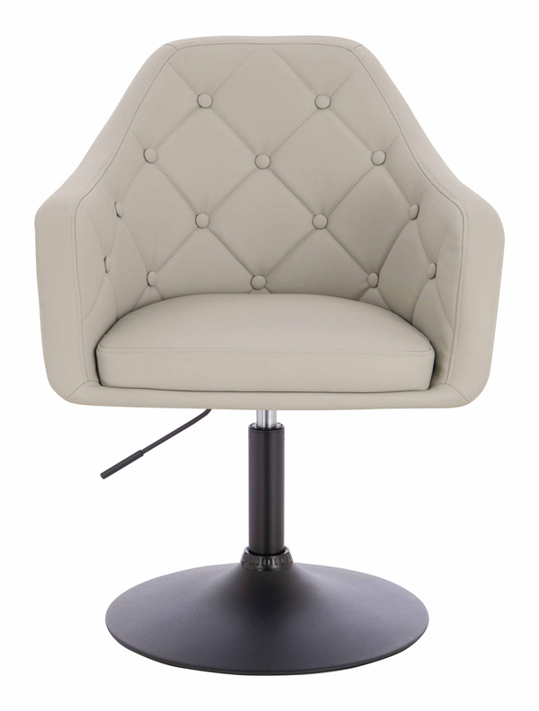 HR831N Scaun Ecru Piele Ecologica Premium Soft cu Bază Neagră