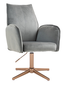 HR280CROSS Scaun Gray din Catifea cu Bază Aurie