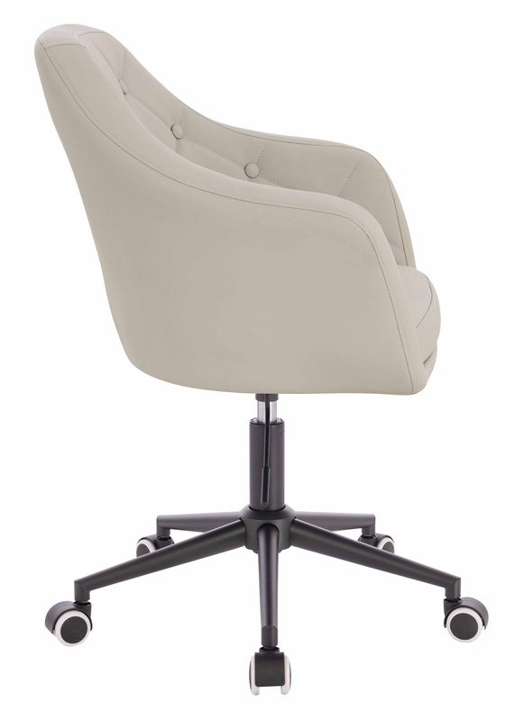 HR831K Scaun Ecru Piele Ecologica Premium Soft cu Bază Neagră