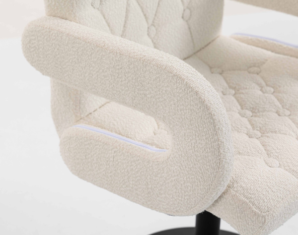 HR8404N Scaun Crem Boucle cu Bază Neagră