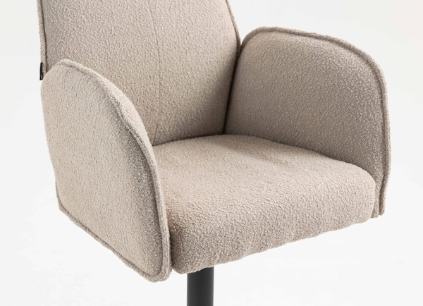 HR280W Scaun Latte Boucle cu Bază Neagră