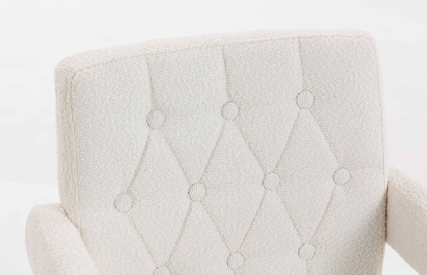 HR8404CROSS Scaun Crem Boucle cu Bază Neagră