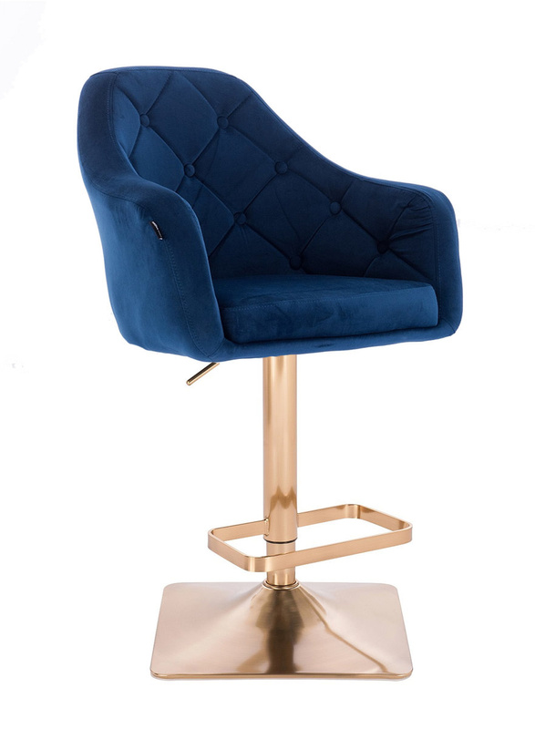 HR831KW  Scaun Catifea Bleumarin cu Bază Aurie
