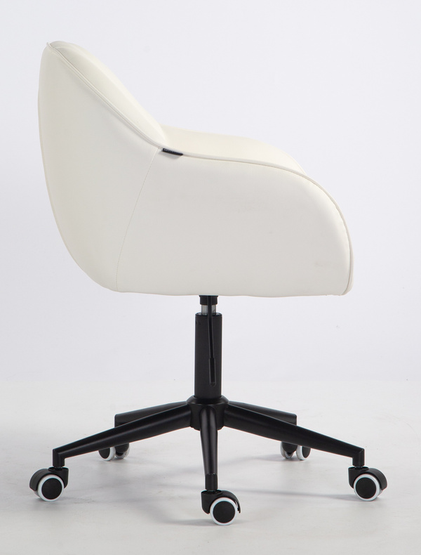 HR2055K Scaun Alb din Piele Ecologica cu Bază Neagră