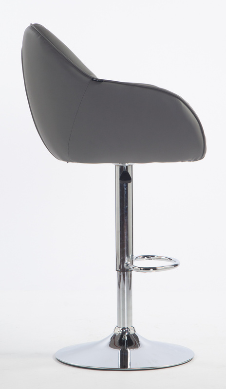 HR2055W Scaun Gri din Piele Ecologica cu Bază Cromata