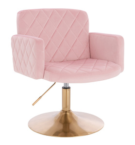 HR802N Scaun Roz Pudra din Catifea cu Bază Aurie