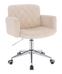 HR802K Scaun Crem din Catifea cu Bază Cromata