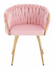 HR750 Scaun cu picioare Aurie Roz Pudra din Catifea