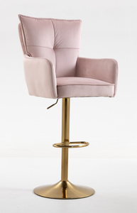 HR250W Scaun Catifea Roz Pudra Bază Aurie