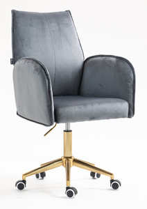 HR280K Scaun Grafit  din Catifea cu Bază Aurie