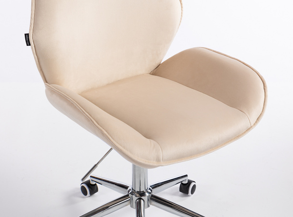 HR350K Scaun Crem din Catifea Bază Cromata