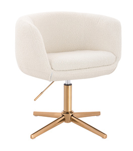 HR333CROSS Scaun Boucle Crem cu Bază Aurie