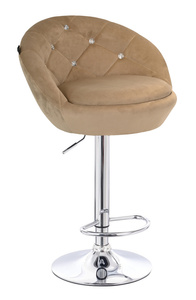 HR948W Scaun Latte din Catifea cu Bază Cromata