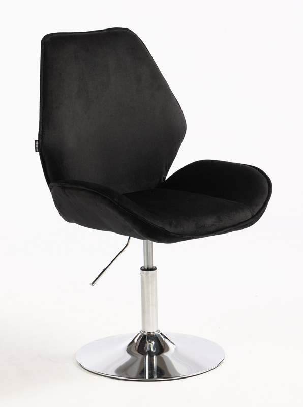 HR350N Scaun Neagră din Catifea Bază Cromata