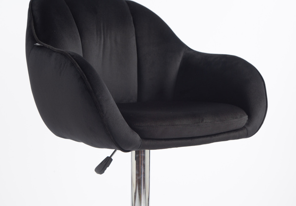 HR2055W Scaun Neagră din Catifea cu Bază Cromata