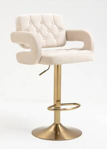 HR8403W Scaun Catifea Crem Bază Aurie