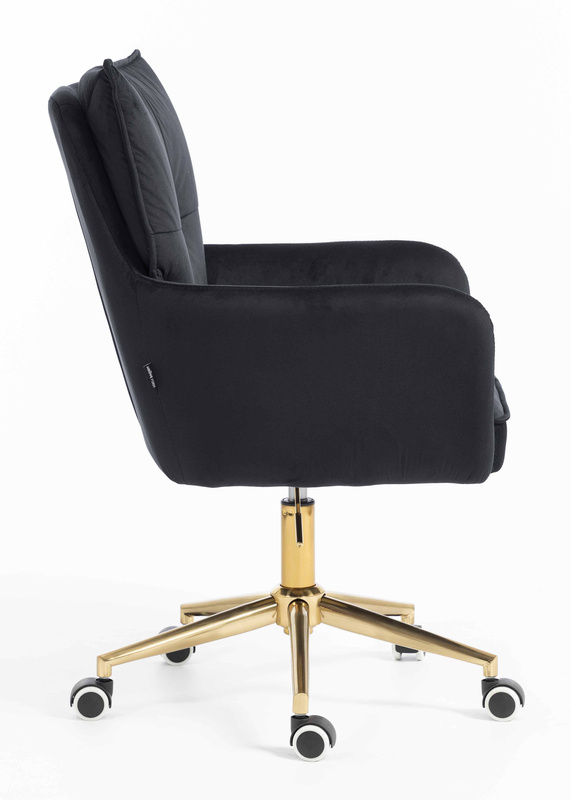 HR250K Scaun Catifea Neagră Bază Aurie