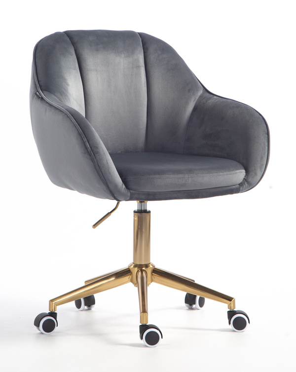 HR2055K Scaun Grafit din Catifea cu Bază Aurie