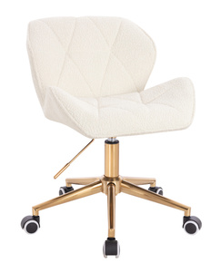 HR111K Scaun Crem Boucle cu Bază Aurie