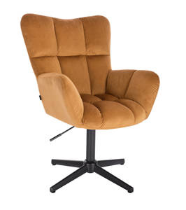 HR650CROSS Scaun Galben Catifea cu Bază Neagră