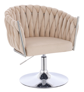 HR750N Scaun Crem din Catifea cu Bază Cromata