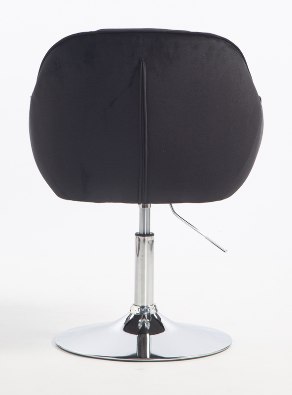 HR2055N Scaun Neagră din Catifea cu Bază Cromata