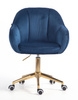 HR2055K Scaun Bleumarin din Catifea cu Bază Aurie