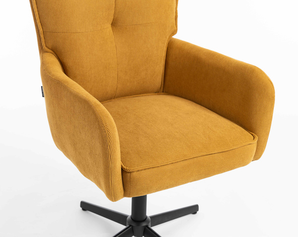 HR250CROSS Scaun Catifea Reiată Premium Ruloare Curry Galben Bază Neagră