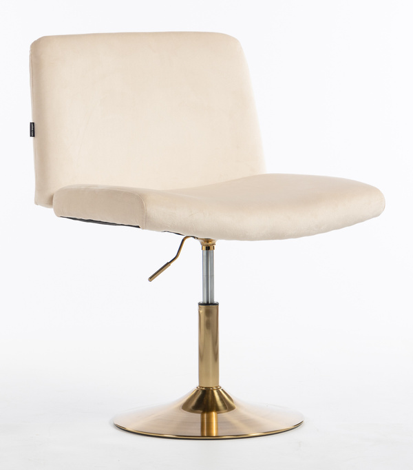 HR150N Scaun Crem din Catifea cu Bază Aurie