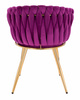 HR750 Scaun cu picioare Aurie Fucsia din Catifea