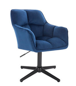 HR550CROSS Scaun Bleumarin Catifea cu Bază Neagră