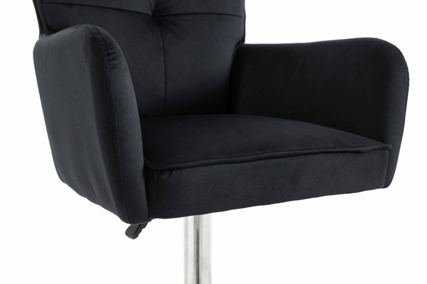 HR250W Scaun Catifea Neagră Bază Cromata