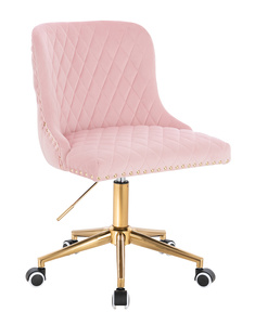 HR940K Scaun Roz Pudra din Catifea cu Bază Aurie