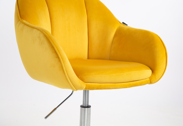 HR2055N Scaun Galbenă din Catifea cu Bază Cromata