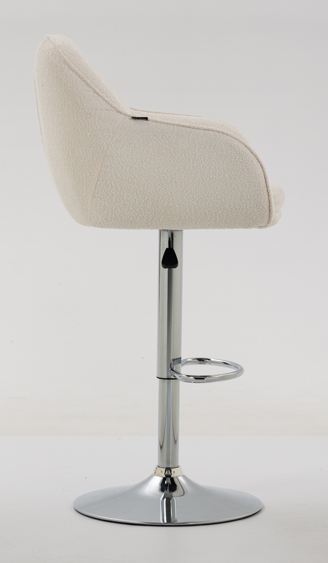 HR2055W Scaun Crem din Boucle cu Bază Cromata