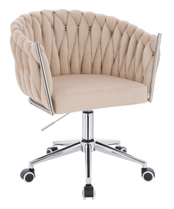 HR750K Scaun Crem din Catifea cu Bază Cromata