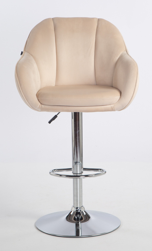 HR2055W Scaun Crem din Catifea cu Bază Cromata