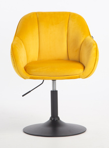 HR2055N Scaun Galbenă din Catifea cu Bază Neagră