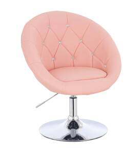 HC8516CN Scaun Roz Piele Ecologica cu Bază Cromata