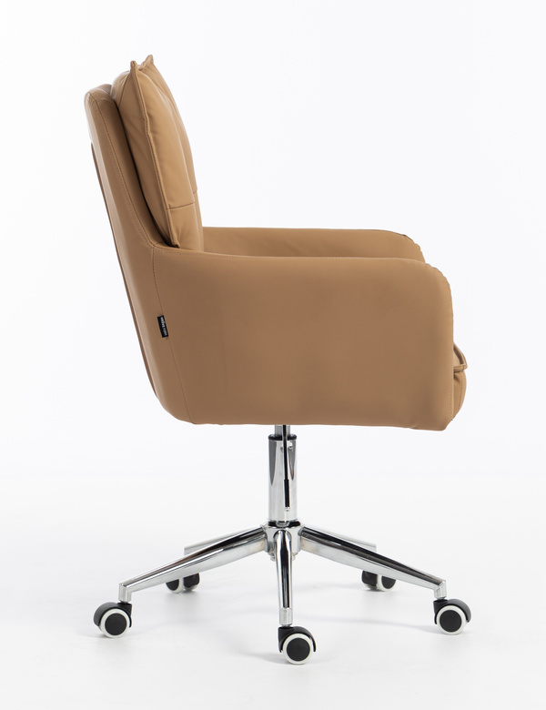 HR250K Scaun Piele Ecologică Premium Soft Culoare Caramel Bază Cromata