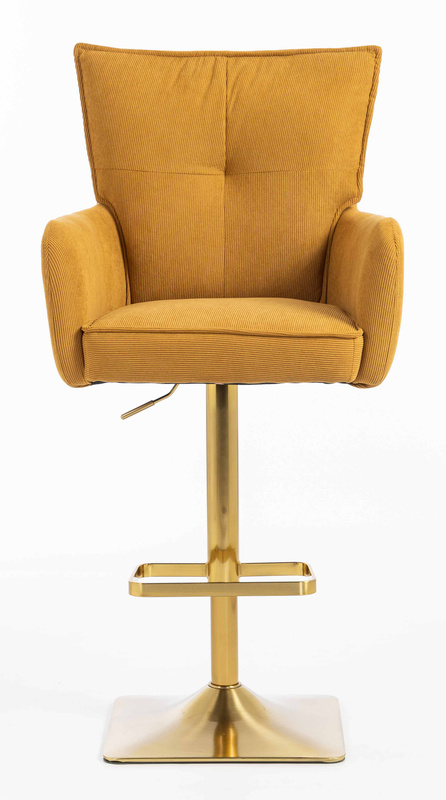 HR250KW Scaun Catifea Reiată Premium Ruloare Curry Galben Bază Aurie