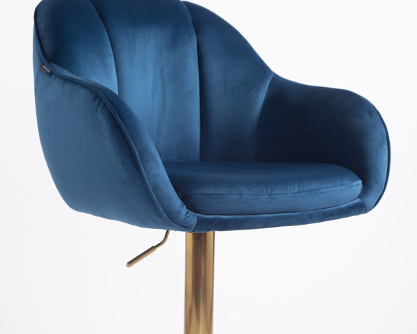 HR2055W Scaun Bleumarin din Catifea cu Bază Aurie