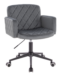 HR802K Scaun Grafit din Catifea cu Bază Neagră