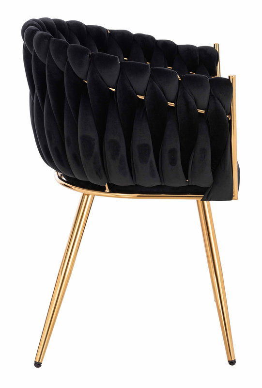 HR750 Scaun cu picioare Aurie Neagră din Catifea
