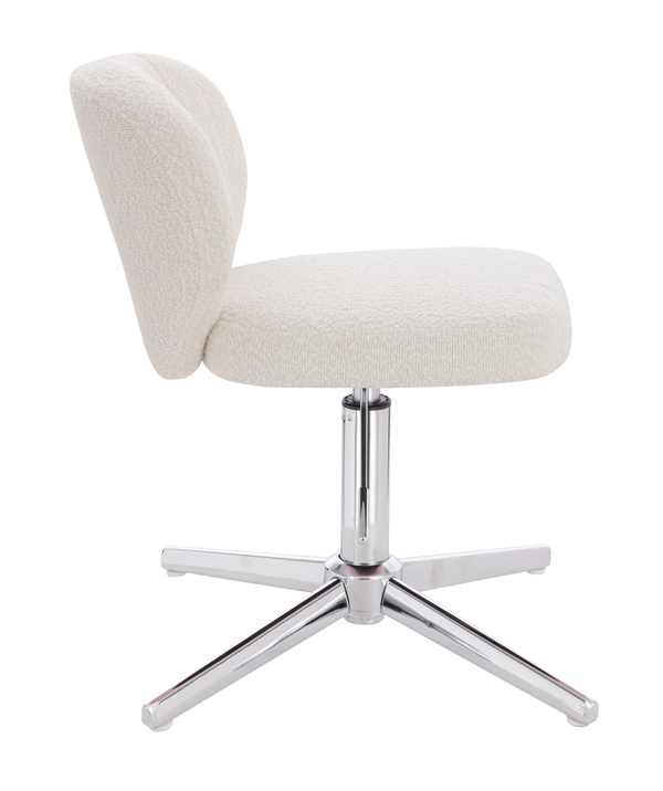 HR193CROSS Scaun Crem Boucle cu Bază Cromata