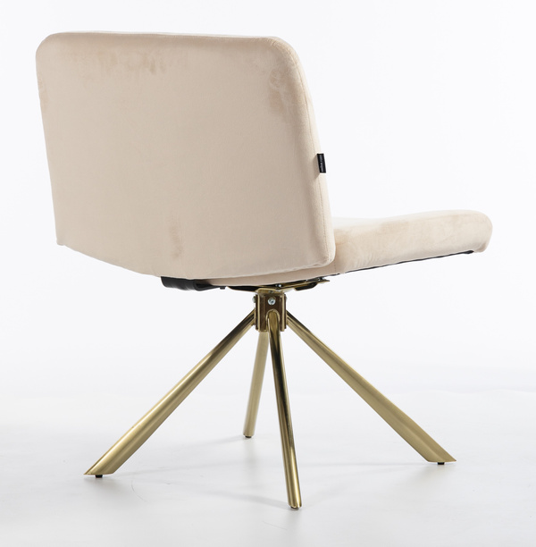 HR150 BAZĂ STEA Scaun Crem din Catifea cu Bază Aurie